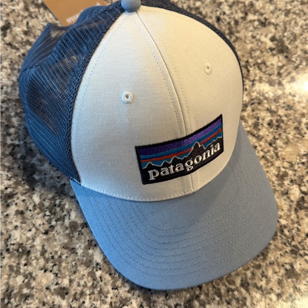 Patagonia Navy and White Mesh Trucker Hat